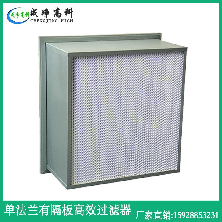 Single flange high efficiency filter